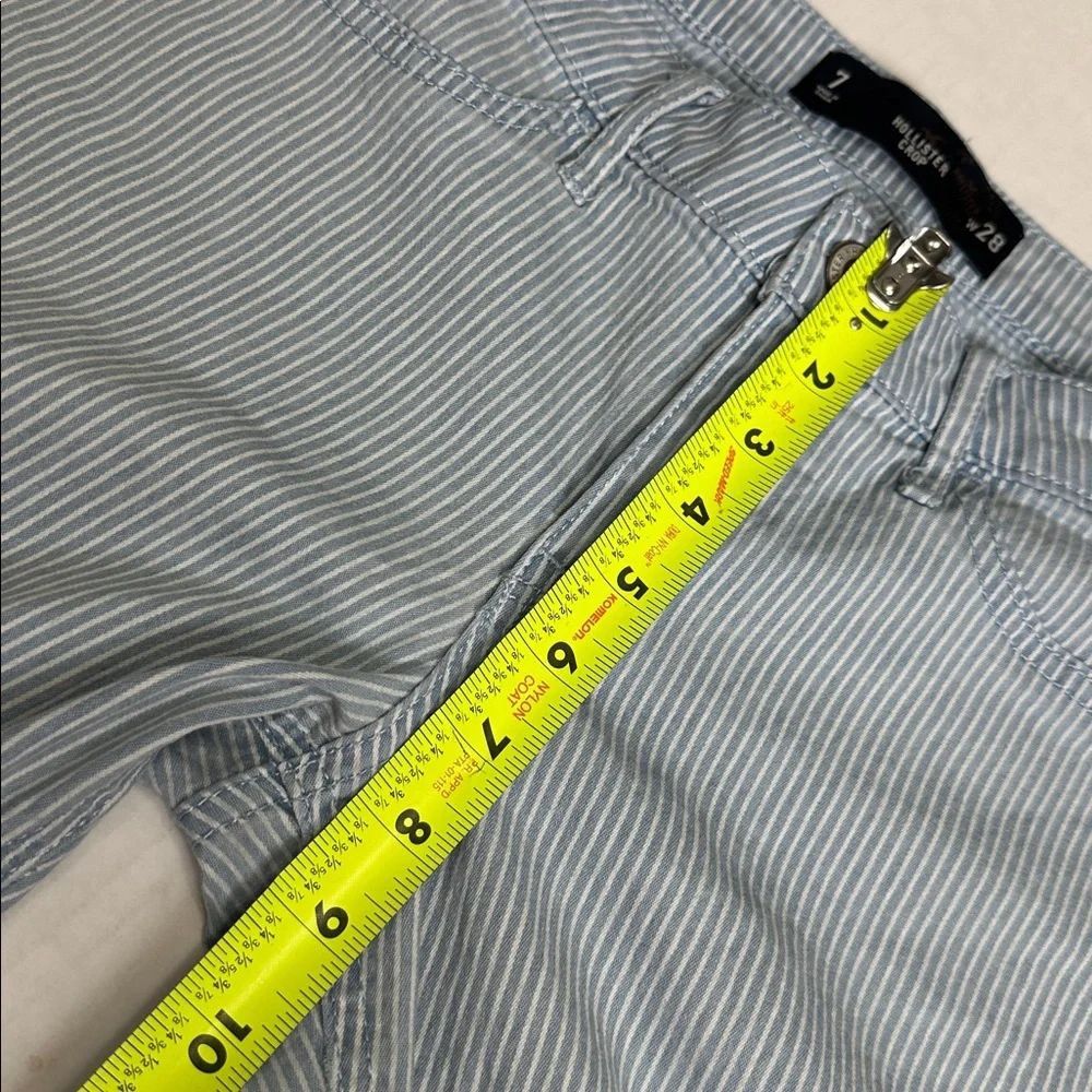 Hollister Crop Blue Stripe Jeans Distressed Womens 28‎ Skinny Denim